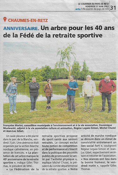 Article paru dans Le Courrier du Pays de Retz Article paru dans Le Courrier du Pays de Retz