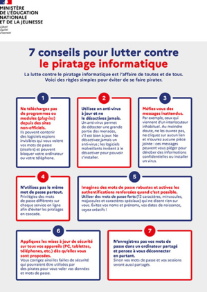 PIRATAGE INFORMARTIQUE : SEPT CONSEILS PIRATAGE INFORMARTIQUE : SEPT CONSEILS